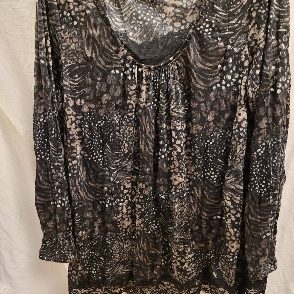 Basic Editions K-Mart Black Print Tunic 3X